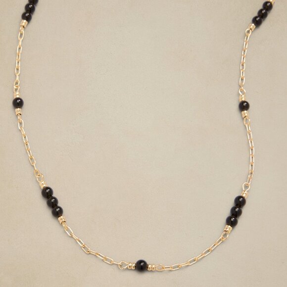 Banana Republic Onyx Beaded Chain Necklace/NWT - Picture 4 of 12